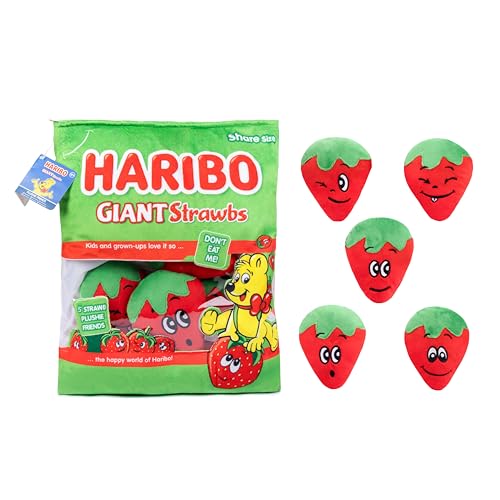 Cadeau 3+ Haribo sac à goûter en peluche oreiller avec 5 doudous fraise géante à offrir