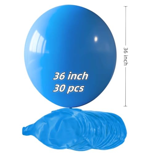 Image of 30 Pack Blue Balloons 36 Inch Blue Latex Large Balloons for Party Decorations and Events