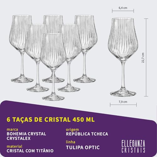 Bohemia Tulipa Optic Copas de Cristal 450 ml Set 6 miniatura 3