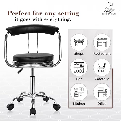 Image of ROSE Kiya Height Adjustable & Revolving Bar Stool /Kitchen Chair Suitable for Kitchen, Cafeteria, Dining, Office,Shops (1, Black, Barstool Revolving)