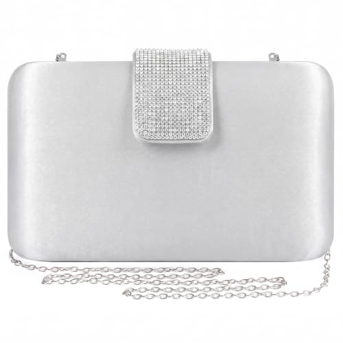 Image of Satin Rhinestones Evening Bags Party Bridal Clutch Purse For Women Prom Clutch