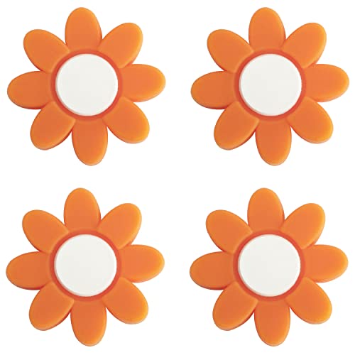 ZRM&E Tennis Racquet Dampener 4PCS Orange Flower Shape Rubber Tennis Racket Damper Shock Absorber