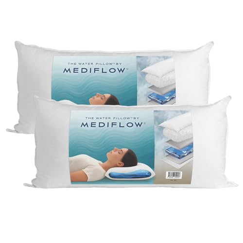 Mediflow Daunen Alternative Wasserkissen - Verstellbar zur Linderung von Nackenschmerzen, Seiten-, Rücken- und Bauchschläfer, Der ursprüngliche...