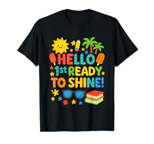 Hello 1st Grade I'm Ready to Shine Funny Back to School Kids T-Shirt