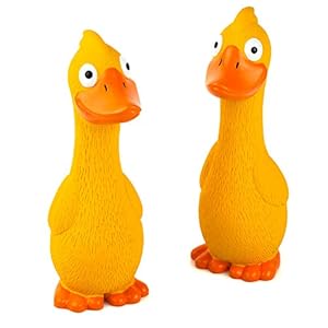 CHIWAVA 2 Pack 7.9 Inch Squeak Latex Dog Toy Yellow Duck Interactive Play for Small Medium Dogs