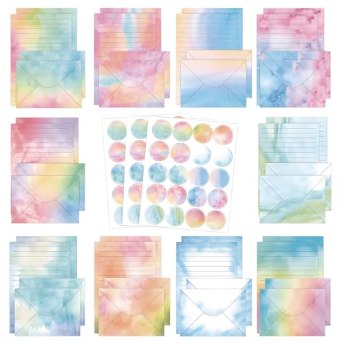 FUNCLASS 160 Pcs Watercolor Stationery Set Letter and Envelopes