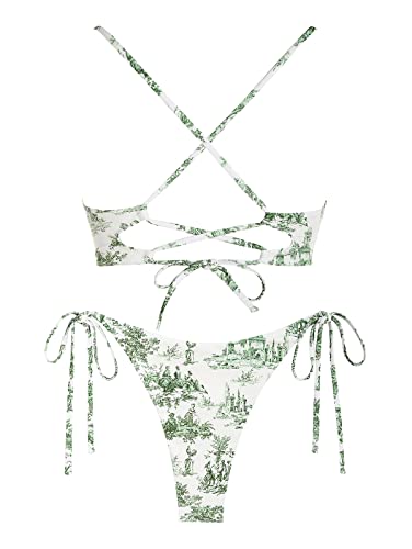 ZAFUL Ribbed Twisted Front Bikini Set for Women Cute Scoop Neck Textured Two Piece Swimsuits Sport Tank Bathing Suit3