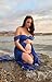 ZIUMUDY Maternity Dress for Photoshoot Photography Split Front Sheer Chiffon Off Shoulder Maternity Gown (Royal Blue, Large)