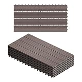 WOLTU Piastrelle per Pavimenti da Esterno Mattonelle Pavimentazione ad Incastro Click-Deck in Legno Composito, con 6 Pannelli da 30x60 cm Marrone