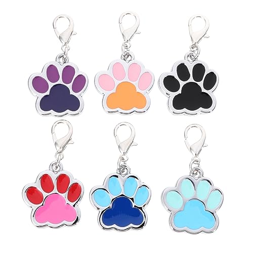 Happyyami 6Pcs Zinc Alloy Dog Cat Id Tags Unique Pet Identity Charms Durable Hangings for Collars Elegant and Cats Accessories