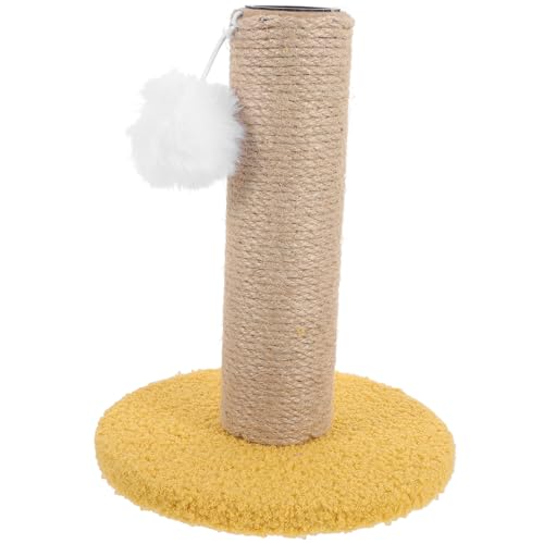 Poste rascador para gatos con bola colgante y cuerda sisal amarilla miniatura 1
