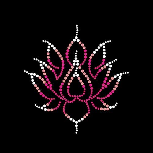 Lotus Flower Yoga Lily Pink Sparkly Bling Iron-on Rhinestone Transfer for T-Shirts by JCS Rhinestones
