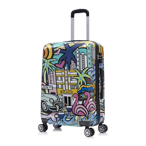 Image of InUSA Miami Print 24-Inch Medium Hardside Spinner Luggage Lightweight Bag