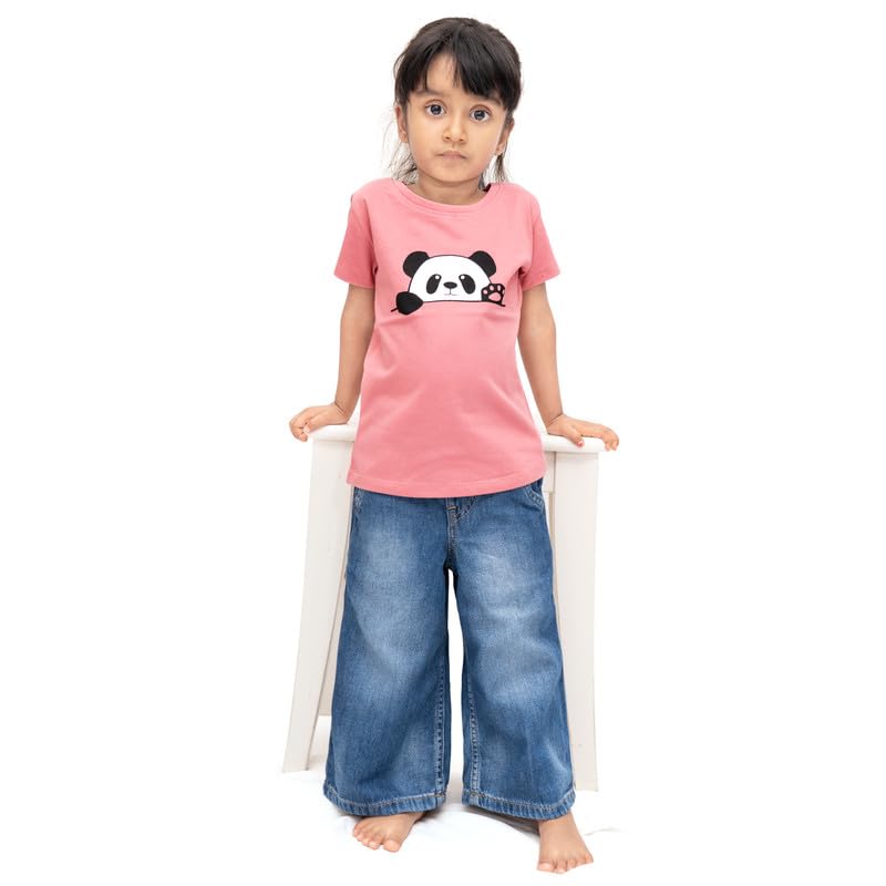 Image of Real Basics Cotton Regular Fit Half Sleeve Cotton T-Shirts for Girls - Round Neck Tops for Girl, Multicolor - Pack of 3
