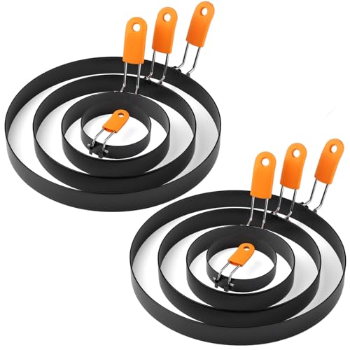 Egg Rings Set of 8 Pancake Mold Stainless Steel Egg Ring for Griddle Nonstick Omelette And Pancake Rings for Muffins (Set of 8)