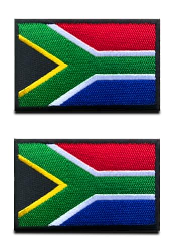 2 St. Südafrika Afrika Flagge Patch - Taktisch Nationales Emblem, Bestickter Aufnäher mit Verschluss, Militär Bänder für Reisen Rucksäcke Kleidung Uniform Weste Jersey