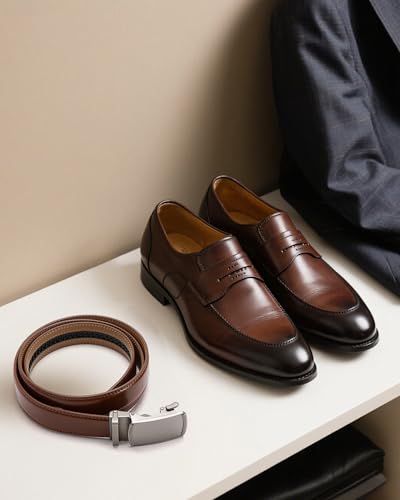 Image of CHAOREN Mens Dress Belt - Mens Ratchet Belt Leather for Dress Pant - Micro Adjustable Belts Fit Everywhere