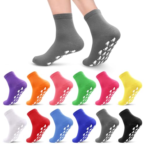 Image of 12 Pairs Women's Grip Socks Non Slip Pilates socks Yoga Socks with Strong Grips Hospital Socks slipper socks for Women