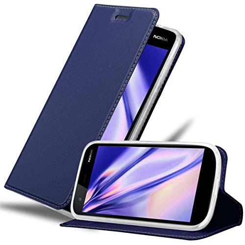 Cadorabo Funda Libro para Nokia 1 en Classy Azul Oscuro - Cubierta Proteccíon con Cierre Magnético, Tarjetero y Función de Suporte - Etui Case Cover Carcasa
