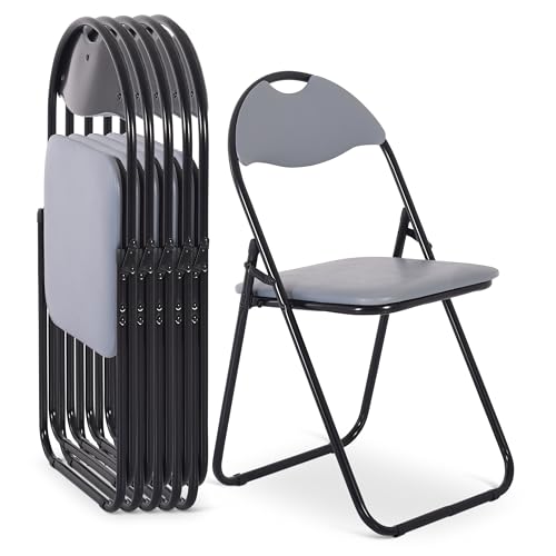 Raburg Klappstuhl 6er-Set, praktisches Gästestuhl-Set zum Klappen, gepolstert, leicht & bequem, Belastbarkeit 100 kg, Metallgestell, für Gäste, Büro, Event & Party, Paul, Grau/Schwarz