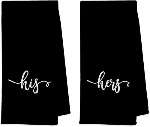 UINHMOP Juego de 2 toallas de baño suaves y absorbentes de 16 x 24 pulgadas, para él y ella, para baño, cocina, aniversario de boda, día de San