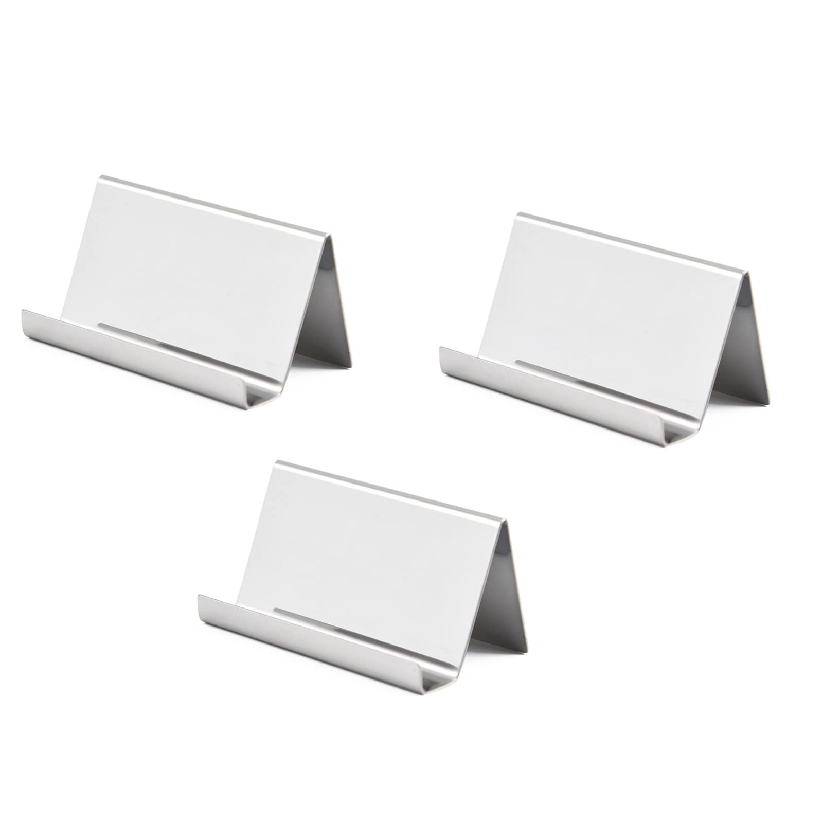 Lot de 5 porte-cartes de visite en acier inoxydable - Pour cartes de visite - Pour bureau - Argenté