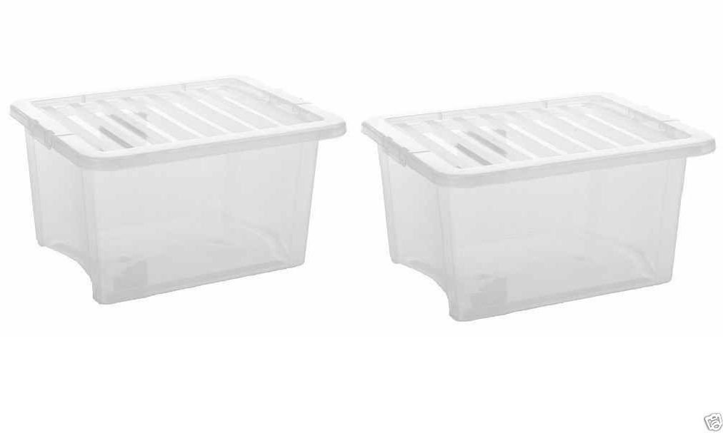 Home Ponze Plastic Storage Box Container 35 Ltr Stackable Clear Transparent Boxes With Lids