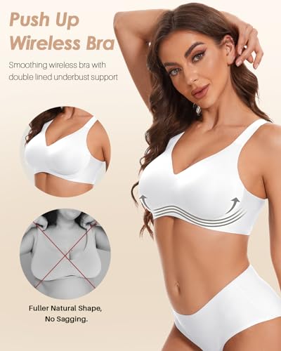 Padded Push Up Bra Comfortable Wireless Bra for Women No Underwire Full Coverage Seamless Bra with Support T Shirt Bra2