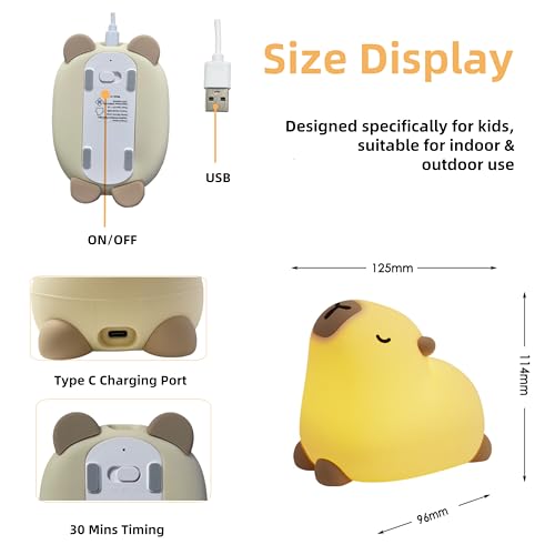 Lámpara de noche Microwear Capybara USB recargable miniatura 6