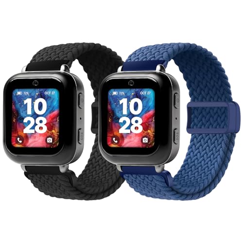 SimpleThings Braided Bands Compatible with Bark Watch 2Pack Solo Loop Stretchy Watch Bands with Adjustable Easy Buckle for Kids Boys Girls