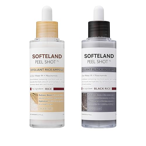 Peel Shot Glow Rice Ampoule Duo, Face Exfoliator Rice Toner, Gentle Exfoliating Face Scrub for Blackhead Remover Dead Skin, Refines Pores, Radiant Complexion, AHA + BHA, Korean Skincare 80ml*2