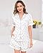 Sopesil Satin Schlafanzüge für Damen Pyjama Set Kurzarm mit Knöpfen Zweiteiliger Kurz Seide Nachtwäsche Loungewear Weiße Kirsche L