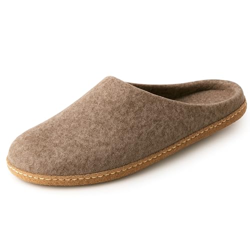 Image of Wool Indoor Slippers - Natural Organic Wool, Genuine Leather Sole, Handmade in Nepal - Cozy, Warm, Soft, Unisex Non-Slip House Shoes for Men & Women - Perfect for Winter Comfort