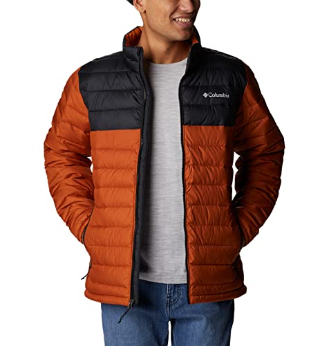 Columbia Jaqueta masculina Powder Lite, cobre quente/preto, grande