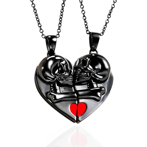 OQKAHIV 2 pcs Parejas Colgante Collar, Joyería de cráneo de