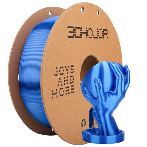 Image of 3DHoJor Silk PLA Filament 1.75mm, Silk PLA 3D Printer Filament, 2.2 LBS (1KG) Cardboard Spool, Fit Most FDM 3D Printer, Silk Blue
