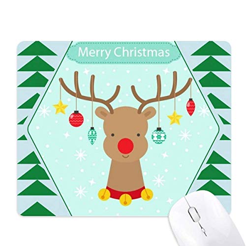 Tapis de souris green pine tree de Noël antidérapant avec motif deer