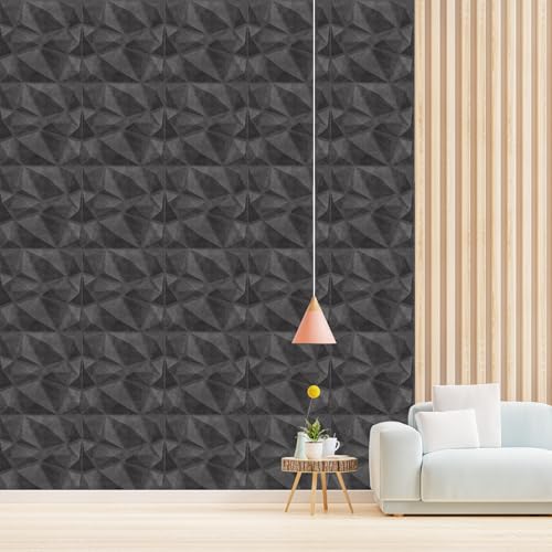 Image of Kayra Decor PVC Wall Panel - PVC Diamond Design, Nexa Grey Color 19.7 inch X 19.7 inch (Pack of 18) - Covers 48.51 Sq. Ft.