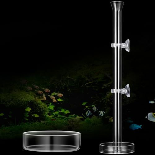 Image of CHENGU 3 Pieces Shrimp Feeding Tube and Dish Set, 14 Inch Glass Shrimp Feeder Tube and 2 Aquarium Dish Bowl Fish Tank Feeding Supplies for Fish Tank Aquarium