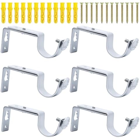Scettar Adjustable Silver Curtain Pole Brackets Cover