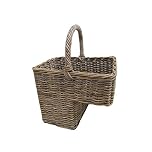 Grey & Buff Rattan Wicker Stair Basket
