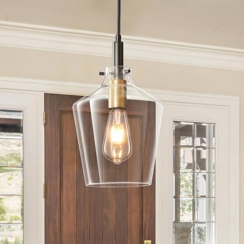 Modern Glass Pendant Lighting for Kitchen Island, Farmhouse Black...