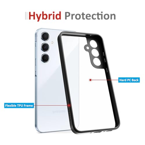 Image of Thermoplastic Polyurethane Case For Samsung Galaxy A55 5G,[Anti-Yellowing Technology] [Military Grade Drop Protection] Shockproof Case Slim Hybrid Phone Case -Carbon Black