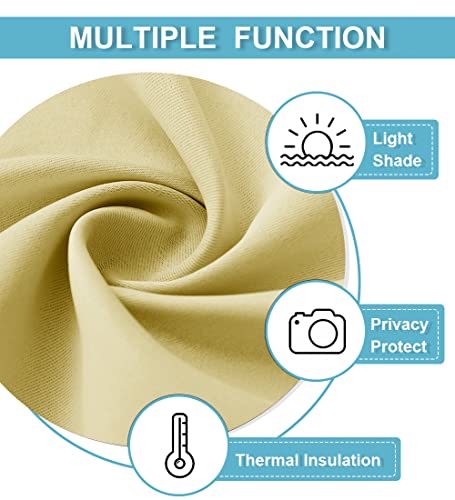 RYB HOME Bathroom Curtains Room Darkening Privacy Small Window Curtains for Bedroom Kitchen Basement RV Camper Portable, Wide 29 inches x Long 30 inches, Light Yellow, 2 Panels