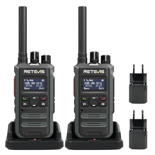 Retevis MateTalk P3 Digitale Walkie Talkie, Schnellladefunktion, Kompatibel mit Motorola-Funkgeräte LCD-Bildschirm, Große Reichweite Funkgeräte für Einzelhandel und Gewerbe (2er-Pack)