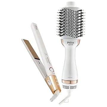 Kit de Beleza Escova Secadora Philco + Prancha PKT3100 Diamond Tourmaline Íon 220V