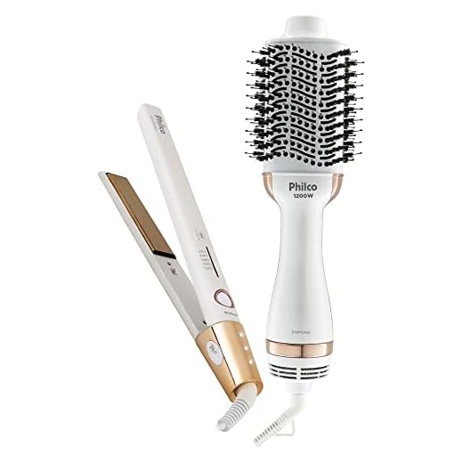 Kit de Beleza Escova Secadora Philco + Prancha PKT3100 Diamond Tourmaline Íon 220V