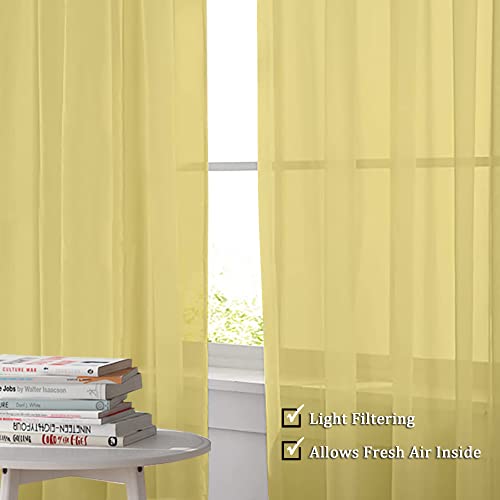 Image of OWENIE Sheer Curtains 63 inch Length 2 Panels Set, Ivory Sheer Cutains Short Curtains for Bedroom /Living Room, Rod Pocket Voile Fimly Sheer Drapes, 2pcs, Each 42 inch W x 63 inch L