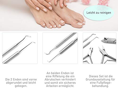 Pediküre Nagelzange Kopfschneider Eckenzange Nagelhautzange Set inkl. 2 Eckenheber – Bild 6