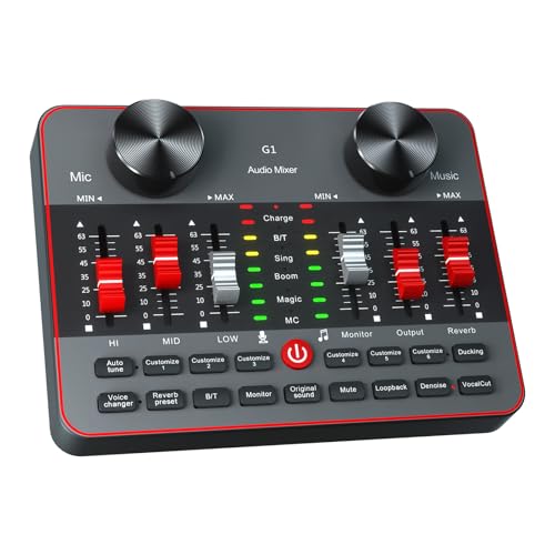 Image of G1 Audio Mixer Kit for Live Streaming，Live Sound Card for Streaming，Audio Interface DJ Mixer Sound Card /Board Condenser Microphone for Tiktok Gaming Video Content Creator Kit.